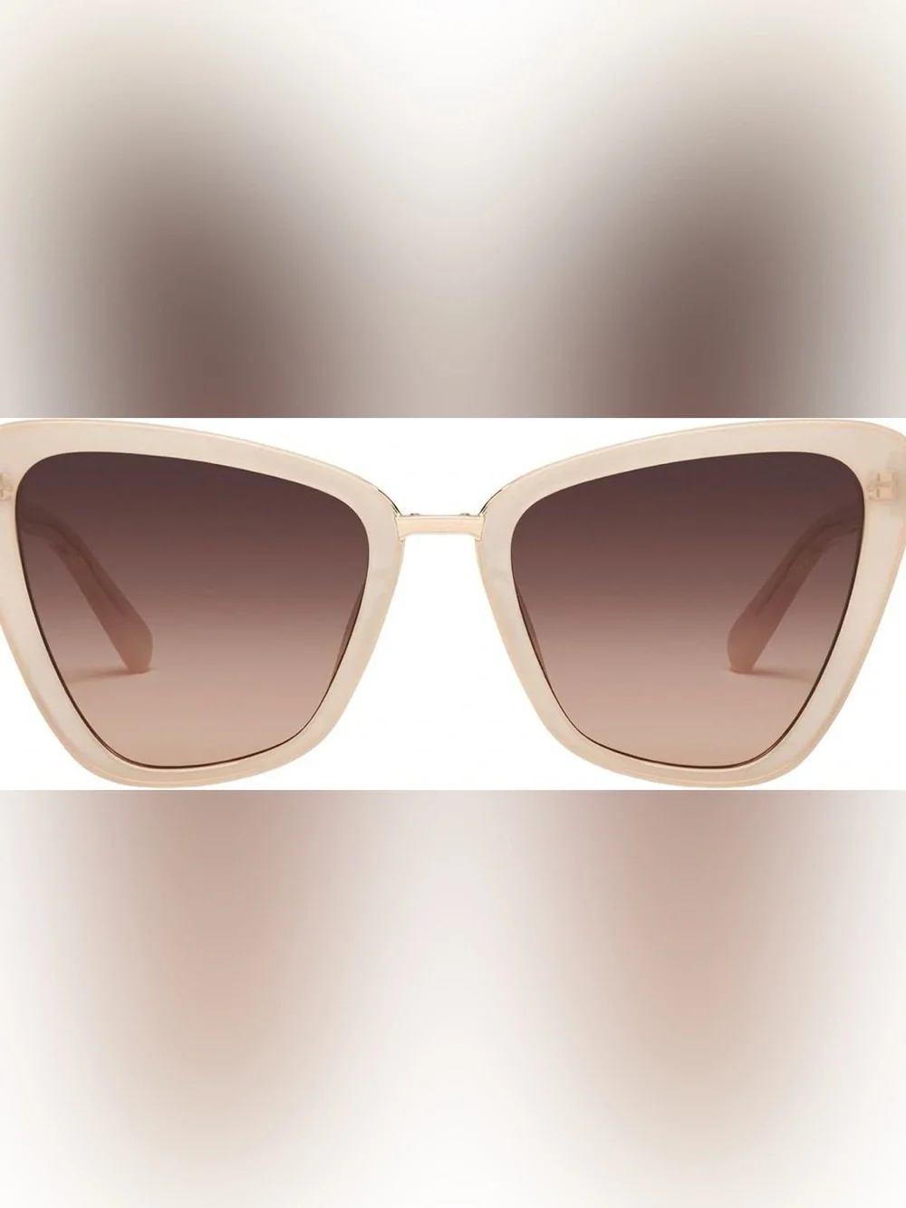 QUAY Australia All Talk Womens Cat Eye Designer Sunglasses Bone White/Brown 58mm